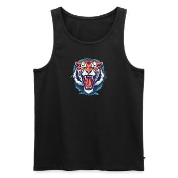 Leistungsstarke Tigerkopf-Vektor-Illustration - Männer Premium Bio Tank Top - Schwarz - Vorne - AI Model Male 178 light (178cm)