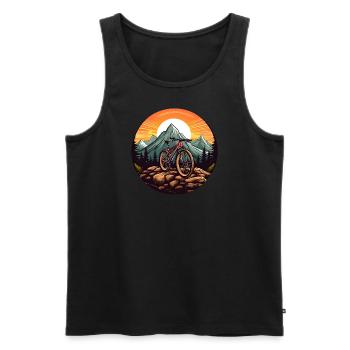 Mountain + Bike = Love - Männer Premium Bio Tank Top - Schwarz - Vorne - AI Model Male 178 light (178cm)
