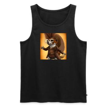 Steampunk Squirrel wearing Glasses - Men's Premium Organic Tank Top - black - Front - Michal (187cm)