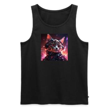 Cyberpunk Katze - Männer Premium Bio Tank Top - Schwarz - Vorne - Michal (187cm)