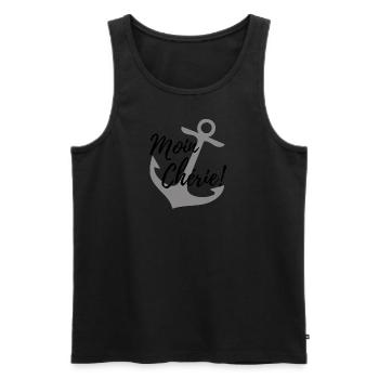 Liebevoller Gruß aus dem Norden: Moin Chérie - Männer Premium Bio Tank Top - Schwarz - Vorne - Michal (187cm)