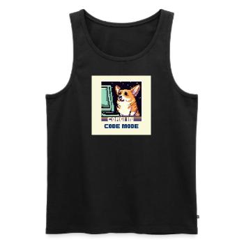 Corgi in Code Mode - Men's Premium Organic Tank Top - black - Front - Michal (187cm)