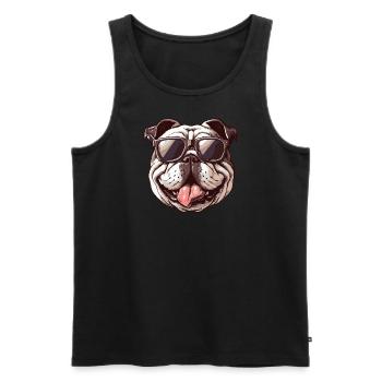 Cool bulldog with sunglasses, dog - Men's Premium Organic Tank Top - black - Front - Michal (187cm)