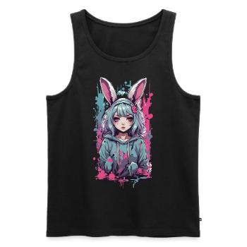 Anime Girl Bunny Kemonomimi Kawaii Gothique Design - Débardeur bio Premium Homme - noir - Devant - Michal (187cm)