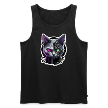 Head of Zombie Cat - Men's Premium Organic Tank Top - black - Front - Michal (187cm)