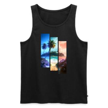 Rayures BEACH en 3 couleurs - Débardeur bio Premium Homme - noir - Devant - AI Model Male 178 light (178cm)