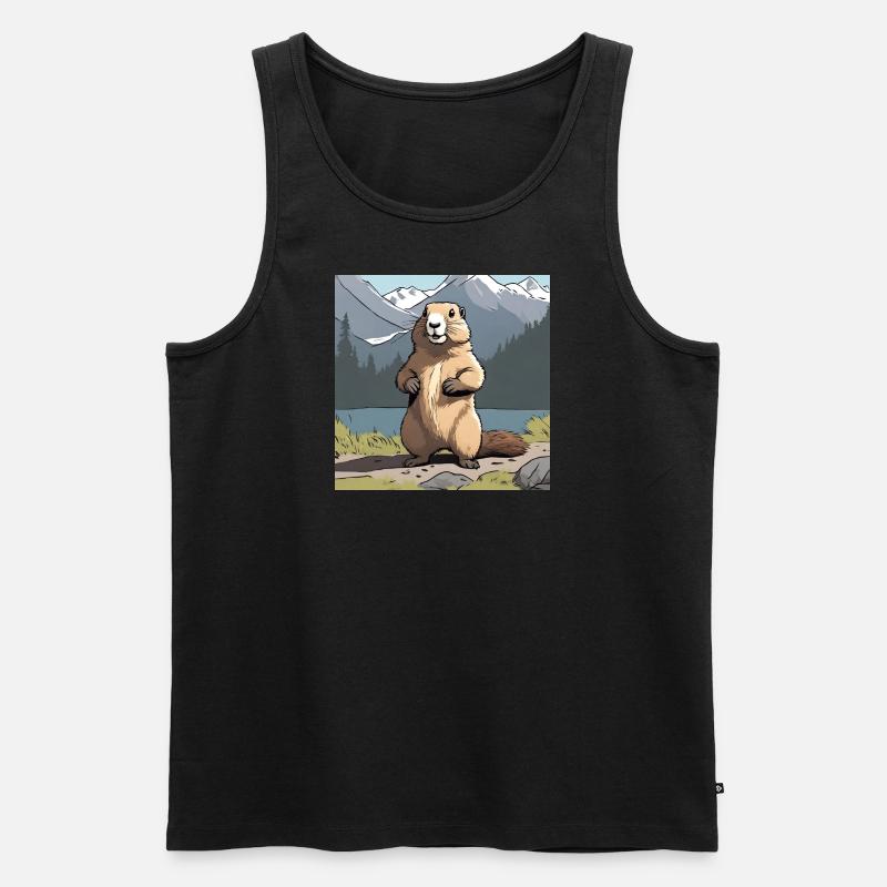 Murmeltier - Männer Premium Bio Tank Top - Schwarz