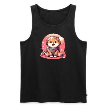 Shiba Inu Astronaute Aventurier - Débardeur bio Premium Homme - noir - Devant - Michal (187cm)