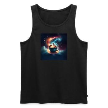 Café au Cosmos - Galaxie in jeder Tasse - Männer Premium Bio Tank Top - Schwarz - Vorne - AI Model Male 178 light (178cm)