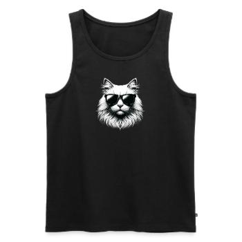 Chat décontracté en été - Débardeur bio Premium Homme - noir - Devant - AI Model Male 178 light (178cm)