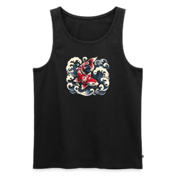 Japanischer Koi Fisch Kunst Ozean Welle - Männer Premium Bio Tank Top - Schwarz - Vorne - AI Model Male 178 light (178cm)