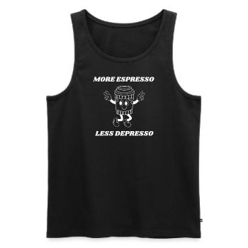 More espresso less depresso Coffee Joke - Men's Premium Organic Tank Top - black - Front - AI Model Male 178 light (178cm)