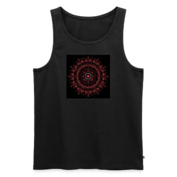 Ornament Circle Mandala Red Black - Men's Premium Organic Tank Top - black - Front - AI Model Male 178 light (178cm)
