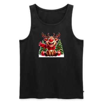 Merry Reindeer – Christmas Joy - Men's Premium Organic Tank Top - black - Front - Michal (187cm)