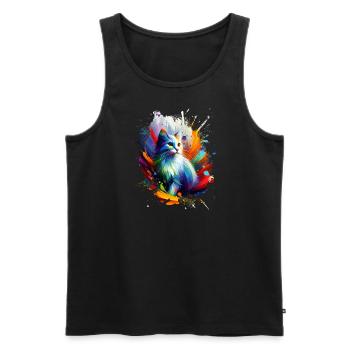 Chats colorés Oeuvre - Débardeur bio Premium Homme - noir - Devant - AI Model Male 178 light (178cm)