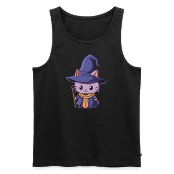 Schwarz Magier Katze - Männer Premium Bio Tank Top - Schwarz - Vorne - AI Model Male 178 light (178cm)