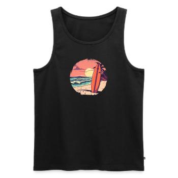 Retro Surf Vibes – Endloser Sommer - Männer Premium Bio Tank Top - Schwarz - Vorne - AI Model Male 178 light (178cm)
