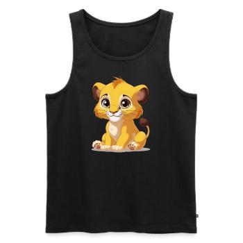 Bébé lion - Débardeur bio Premium Homme - noir - Devant - AI Model Male 178 light (178cm)