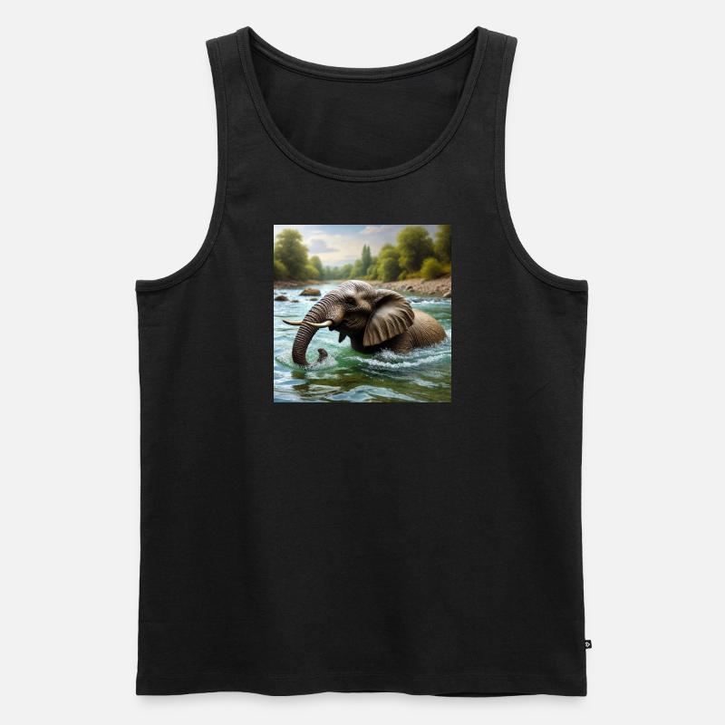 Elefant Wasser Fluss - Männer Premium Bio Tank Top - Schwarz