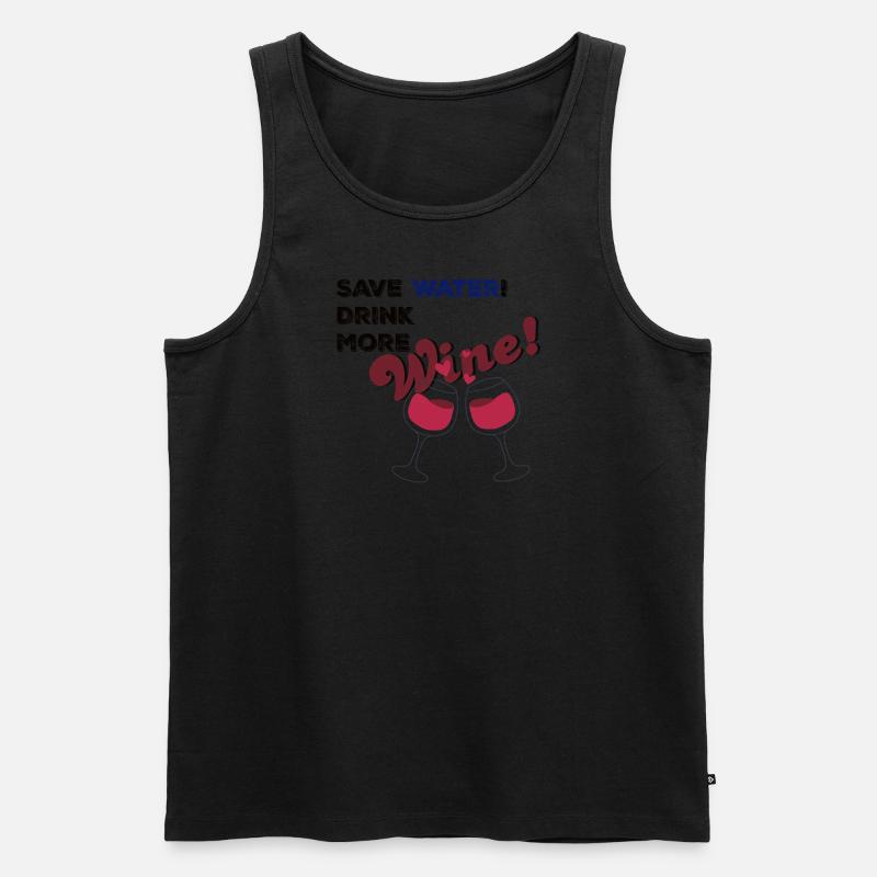 Save water drink Wine - Männer Premium Bio Tank Top - Schwarz