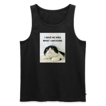 I HAVE NO IDEA WHAT I AM DOING KATZEN MEMES - Männer Premium Bio Tank Top - Schwarz - Vorne - AI Model Male 178 light (178cm)