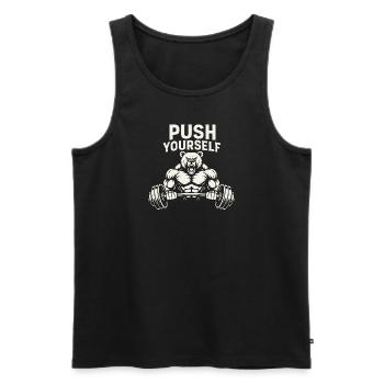 Push Yourself Bear - Männer Premium Bio Tank Top - Schwarz - Vorne - AI Model Male 178 light (178cm)