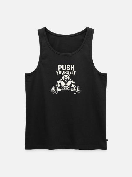 Push Yourself Bear - Männer Premium Bio Tank Top - Schwarz