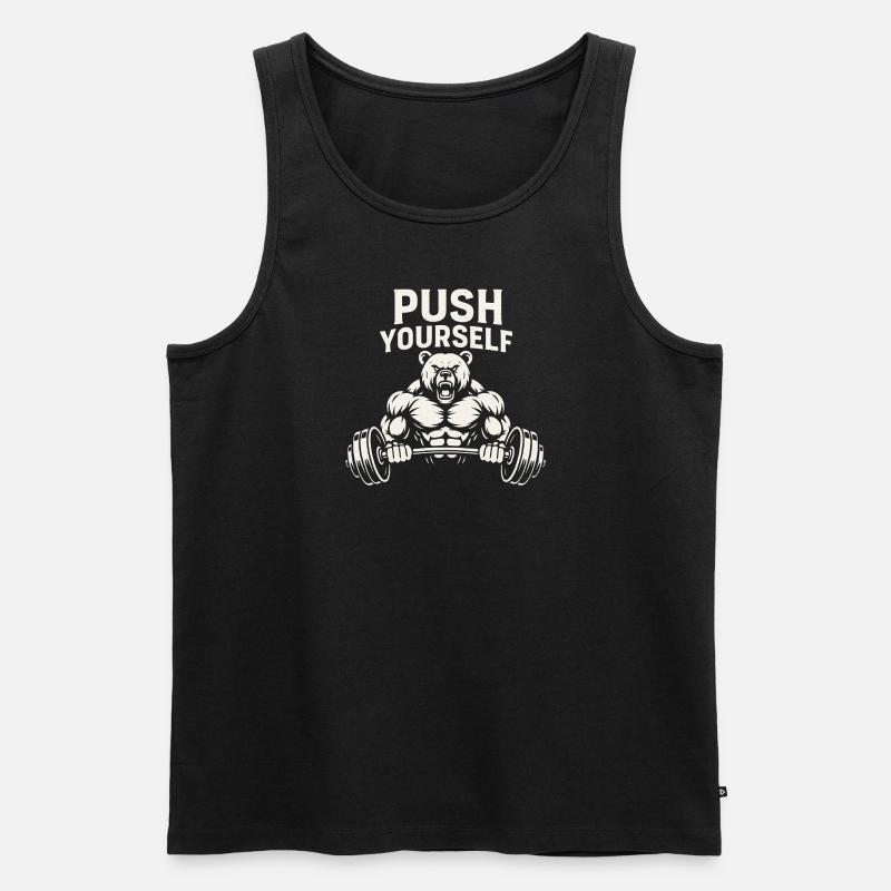 Push Yourself Bear - Männer Premium Bio Tank Top - Schwarz