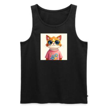 Sauvez le chat Dessin animé - Débardeur bio Premium Homme - noir - Devant - AI Model Male 178 light (178cm)