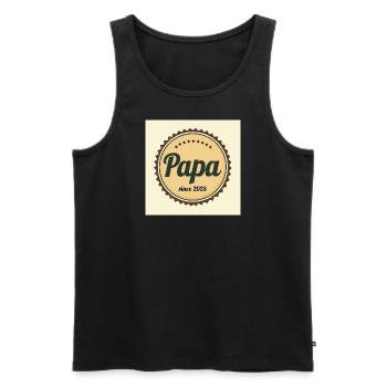 Flux Dev A worn retroinspired logo papa since 2025 - Männer Premium Bio Tank Top - Schwarz - Vorne - Michal (187cm)