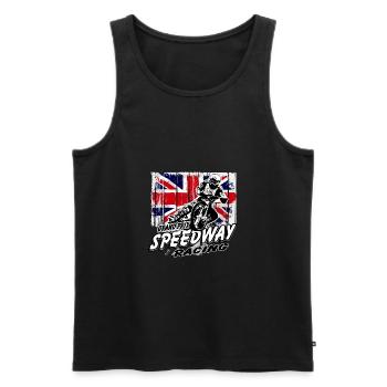 UK Speedway - Vintage Union Jack - Männer Premium Bio Tank Top - Schwarz - Vorne - AI Model Male 178 light (178cm)