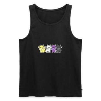 Nichtbinäres Flaggenkuh-Design für stolze Enbys - Männer Premium Bio Tank Top - Schwarz - Vorne - AI Model Male 178 light (178cm)