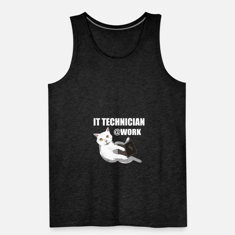 IT Technician Cat Programmer Techie Men's Premium Organic Tank Top