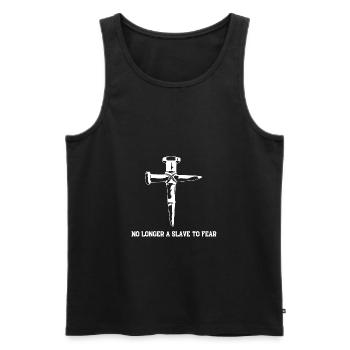 Kein Sklave der Angst mehr – Christian - Männer Premium Bio Tank Top - Schwarz - Vorne - Michal (187cm)