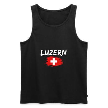 Lucerne Switzerland Flag - Men's Premium Organic Tank Top - black - Front - AI Model Male 178 light (178cm)