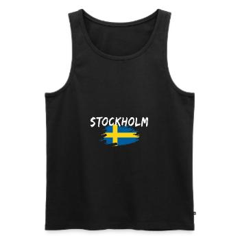 Stockholm Drapeau Suède - Débardeur bio Premium Homme - noir - Devant - Michal (187cm)