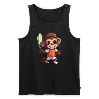 Affen im Tennis- und Badminton-Duell - Lustiger - Männer Premium Bio Tank Top - Schwarz - Vorne - Michal (187cm)