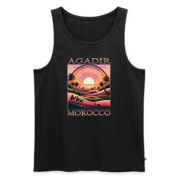 Agadir Marokko Wüste Kamel Urlaub Sonnenuntergang - Männer Premium Bio Tank Top - Schwarz - Vorne - Michal (187cm)