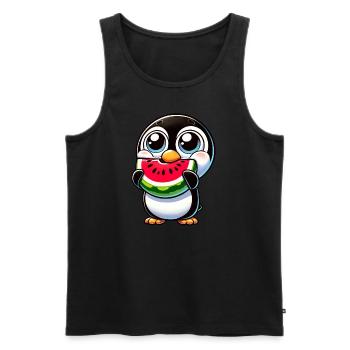 Funny Penguin with Watermelon Cartoon Summer - Men's Premium Organic Tank Top - black - Front - Michal (187cm)