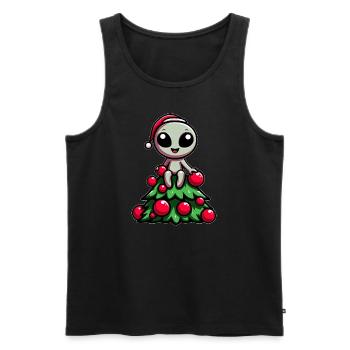 Funny Alien Christmas Tree Whimsical - Men's Premium Organic Tank Top - black - Front - Michal (187cm)