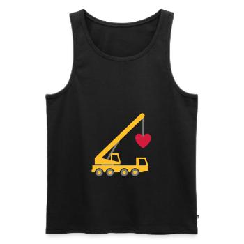★ Designfarben änderbar ★ Fahrzeugkran mit Herz - Männer Premium Bio Tank Top - Schwarz - Vorne - AI Model Male 178 light (178cm)
