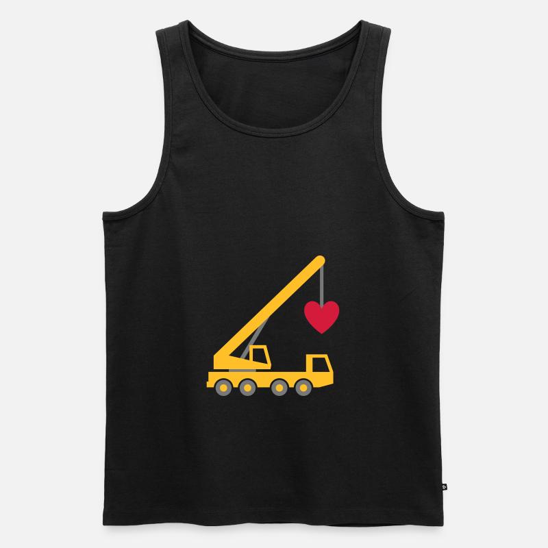 ★ Les couleurs de conception peuvent être modifiées ★ Grue mobile avec un cœur - Débardeur bio Premium Homme - noir