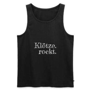 Klötze rockt - Textdesign mit Stadtnamen - Männer Premium Bio Tank Top - Schwarz - Vorne - Michal (187cm)