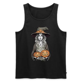 Die Hexe feiert Halloween - Männer Premium Bio Tank Top - Schwarz - Vorne - AI Model Male 178 light (178cm)