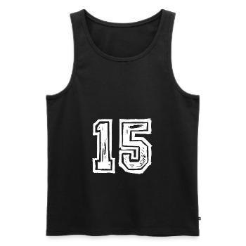 15 nombre de maillots - Débardeur bio Premium Homme - noir - Devant - Michal (187cm)