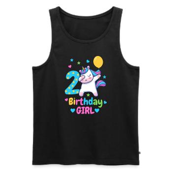 Licorne de 2ème anniversaire - Débardeur bio Premium Homme - noir - Devant - Michal (187cm)