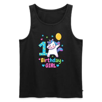 Licorne du 1er anniversaire - Débardeur bio Premium Homme - noir - Devant - Michal (187cm)
