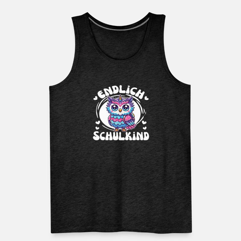 Endlich Schulkind süße Eule zur Einschulung Männer Premium Bio Tank Top