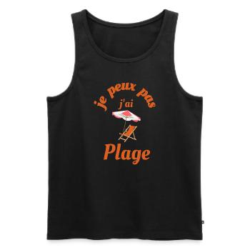 je peux pas j ai plage - cadeau retraité, retraite - Débardeur bio Premium Homme - noir - Devant - Michal (187cm)