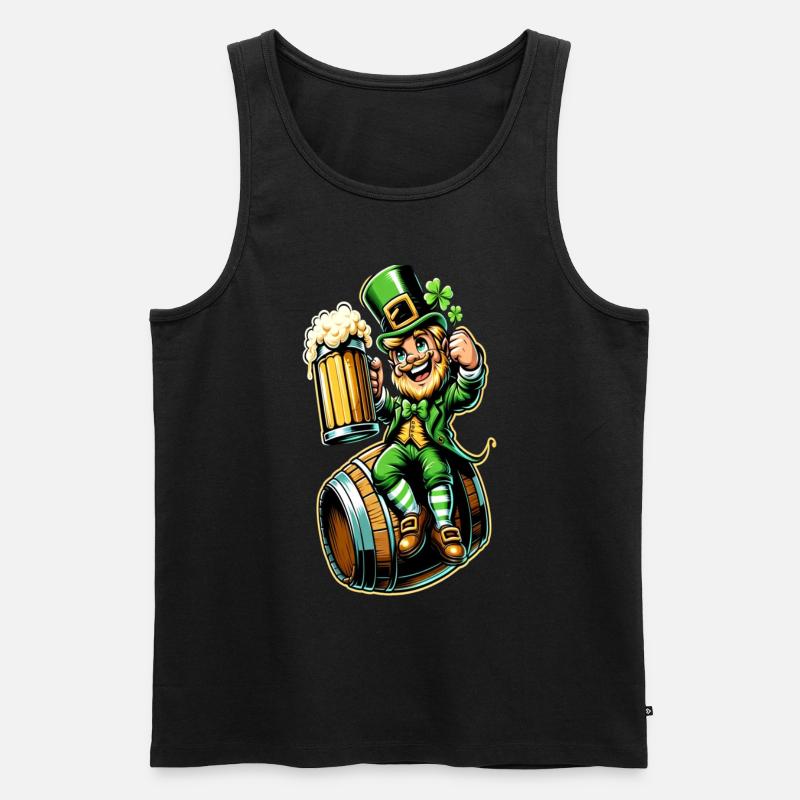 Bierfass-Leprechaun (Irischer Kobold) - Männer Premium Bio Tank Top - Schwarz